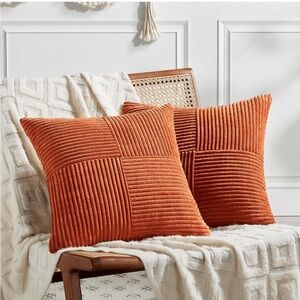 NIB 2 Burnt Orange Samll Decorative Throw Pillow Covers 12x12”